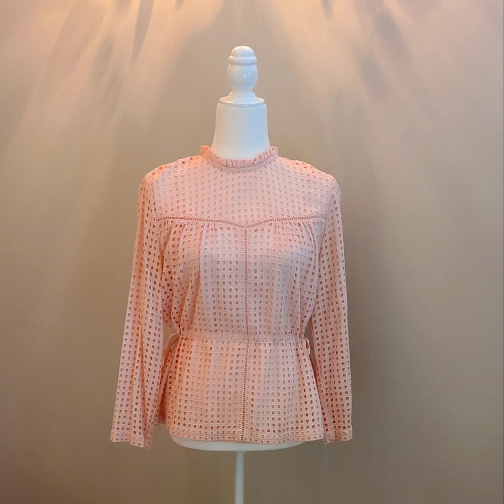 Point sur for J Crew eyelet top in blushing pink